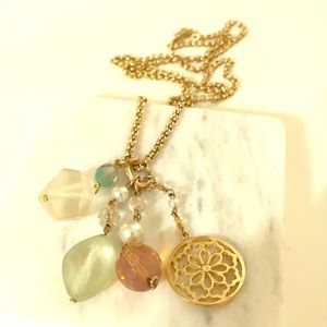 Long boho multi pendant necklace